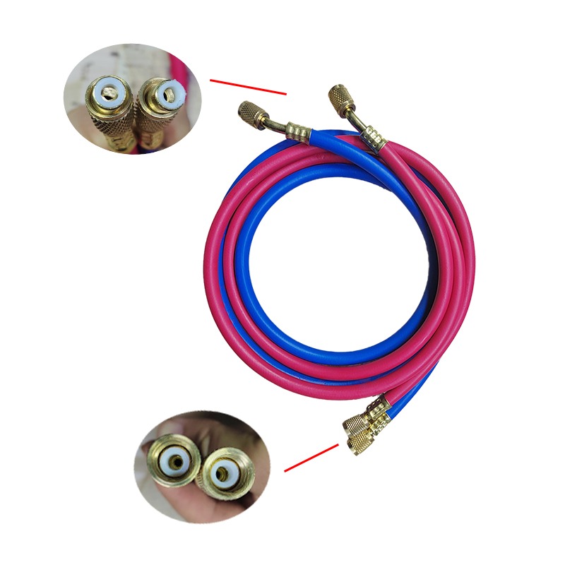 R22 R134a Red Blue 1/4" 1/4" SAE AC Charging Hoses 60" Long,Pack of 2