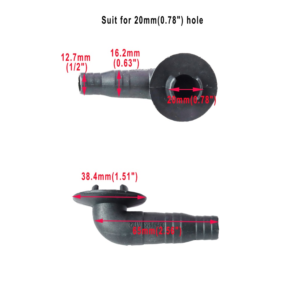 20mm Black AC Drain Hose Connector Elbow Fitting, Pack of 2 - Image 2
