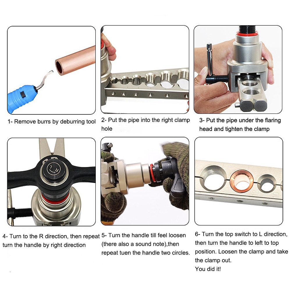 how to use 45° Eccentric Ratchet Tube Flaring Tool for 1/4"-3/4" Pipes