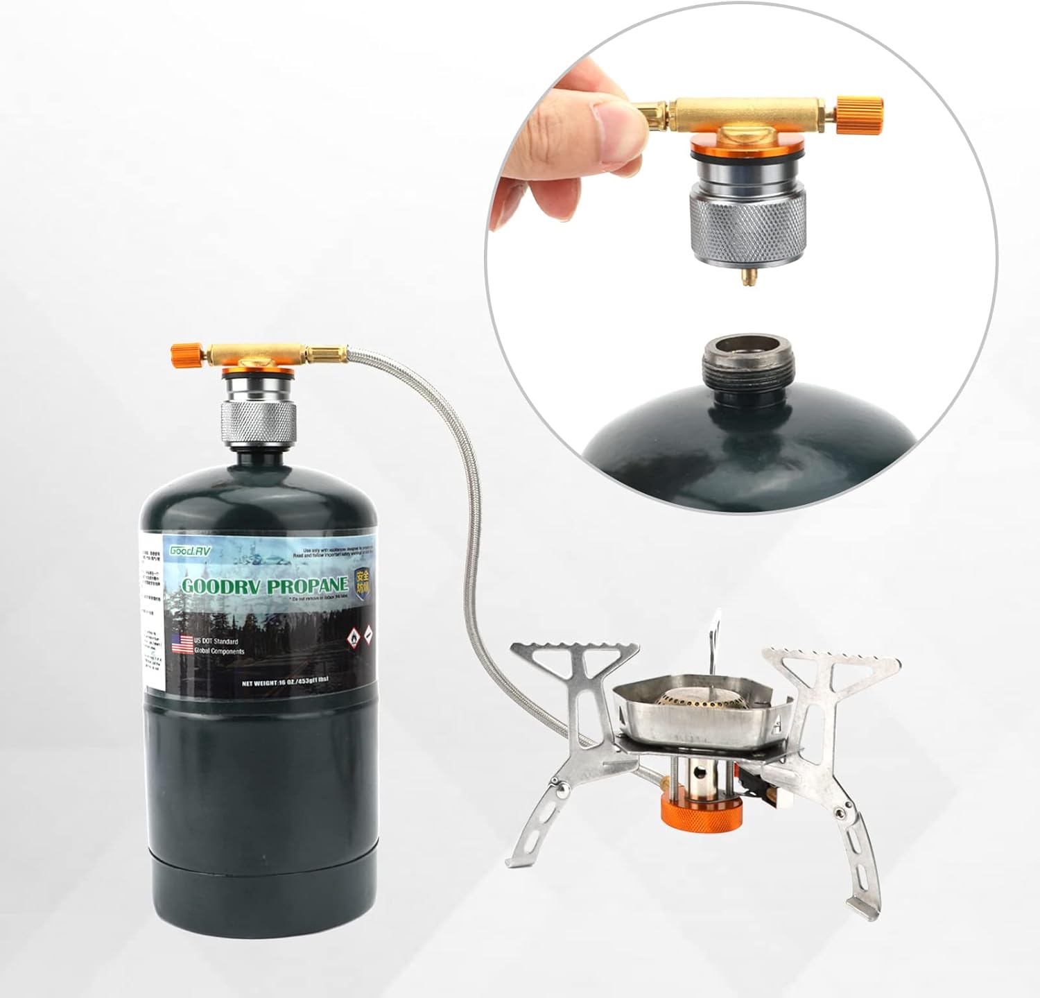 Propane Adapter Input: Propane Canister, Output: EN417 Lindal Valve - Image 2