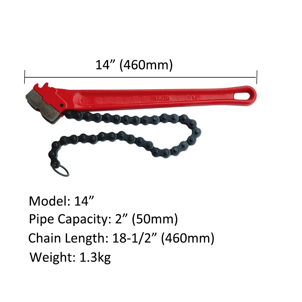 Heavy Duty 14 inch Chain Wrench,2in Piping Capacity