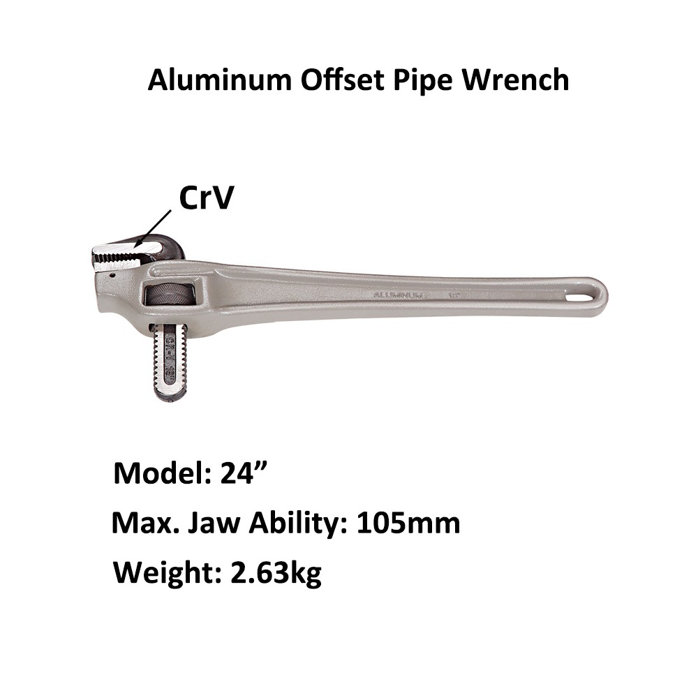24 inch Aluminum Offset Pipe Wrench, Offset Plumbing Wrench