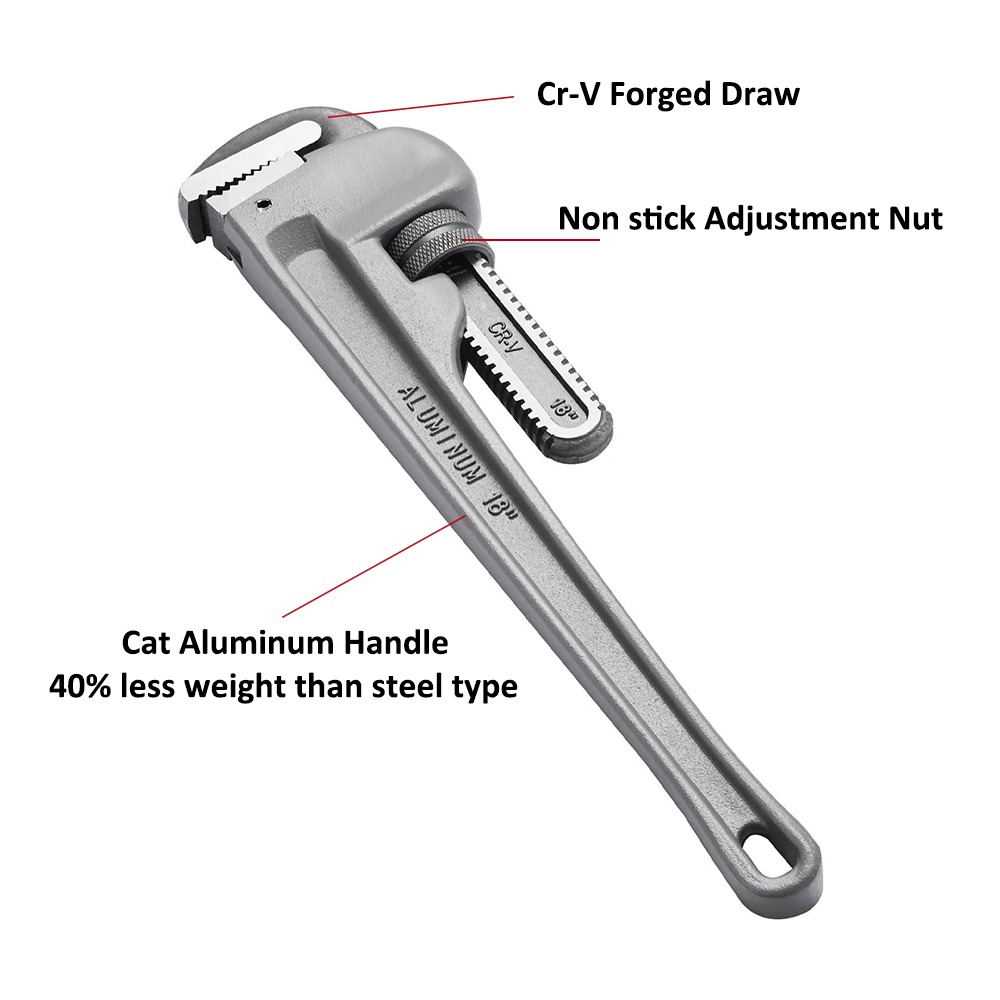 48 inch Aluminum Pipe Wrench, Adjustable Plumbers Wrench