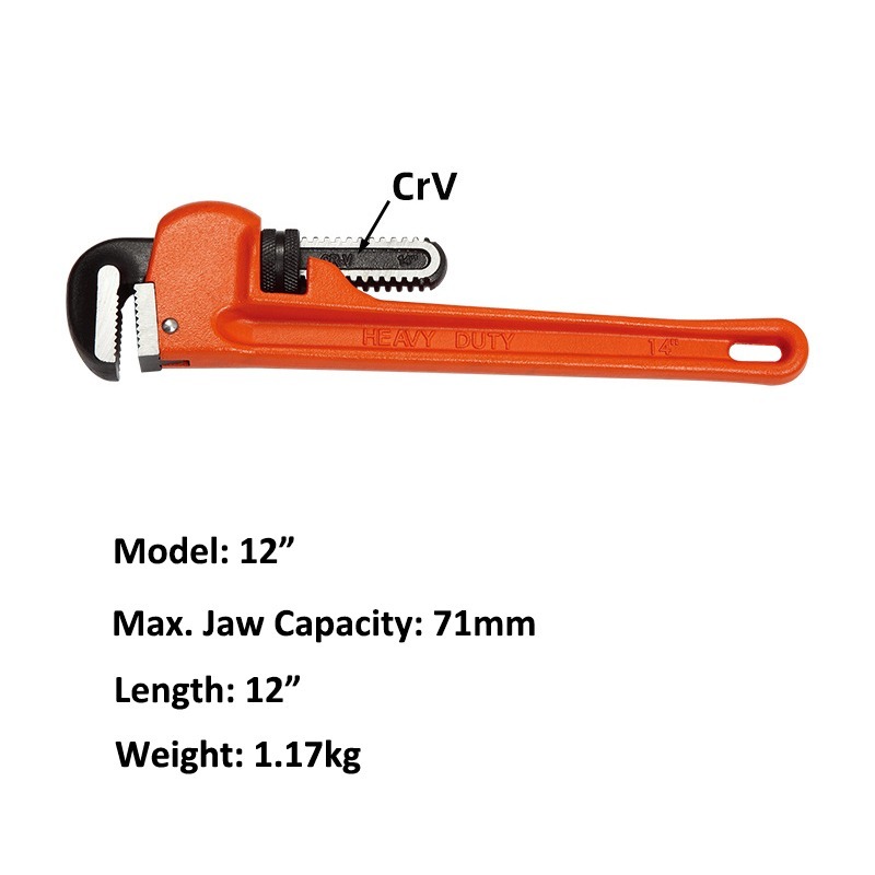 Heavy Duty 12 inch Pipe Wrench, Adjustable Plumbers Wrench - Image 2