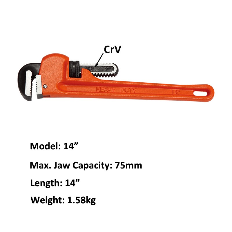 Heavy Duty 14 inch Pipe Wrench, Adjustable Plumbers Wrench - Image 8