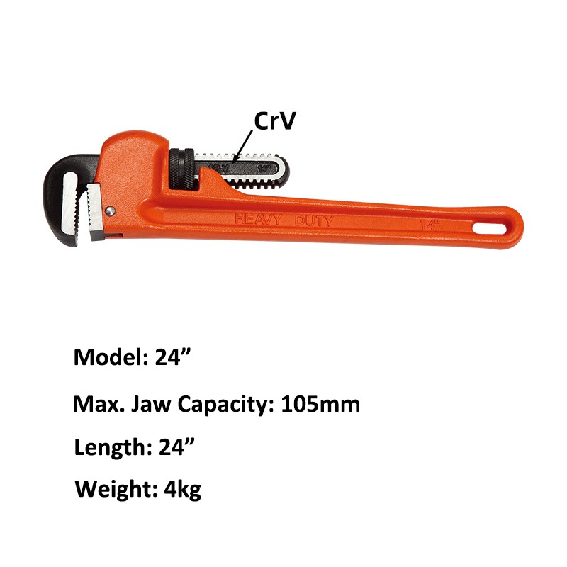 Heavy Duty 24 inch Pipe Wrench, Adjustable Plumbers Wrench - Image 2