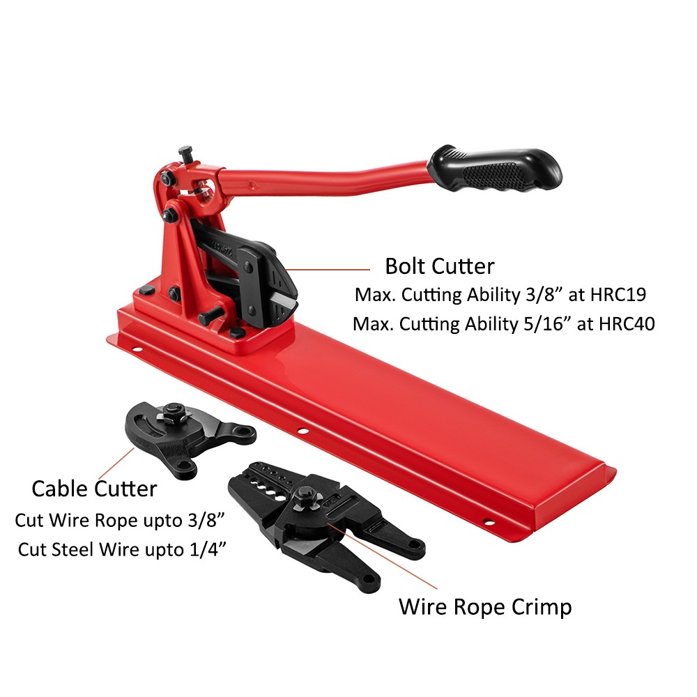3 in 1 24 inch Bolt Cutters with Wire Rope Crimper Head and Cable Cutter Head
