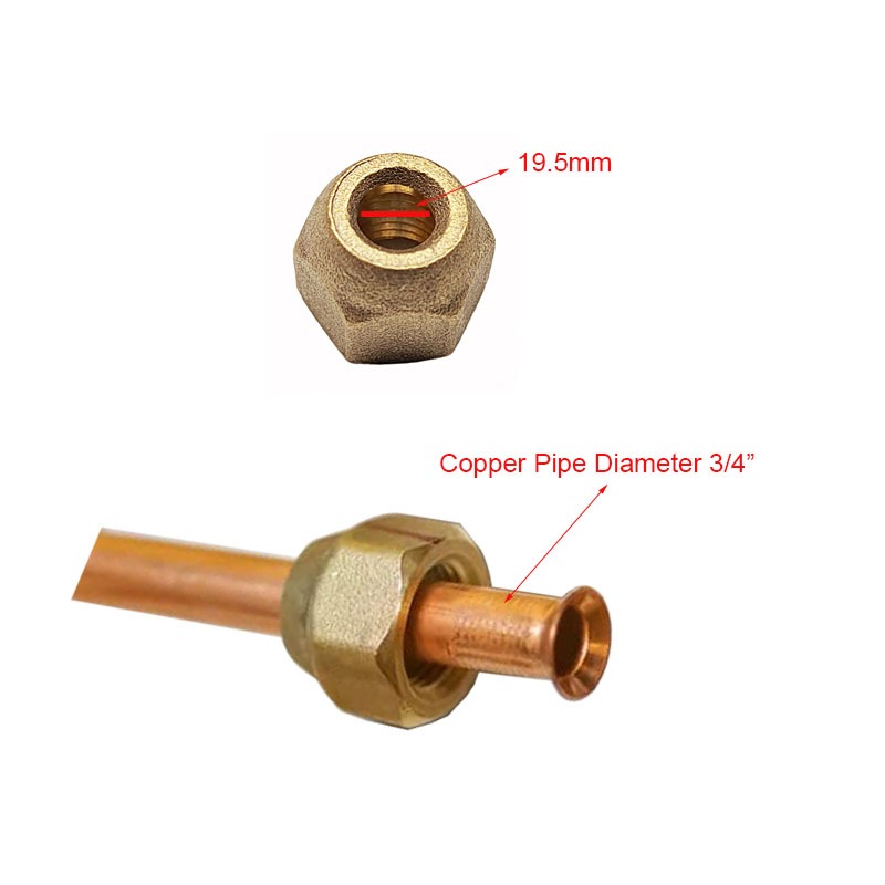 3/4" Brass Flare Nut, 45 Degree Forged Flare Nut Fitting, Pack of 2 - Image 2
