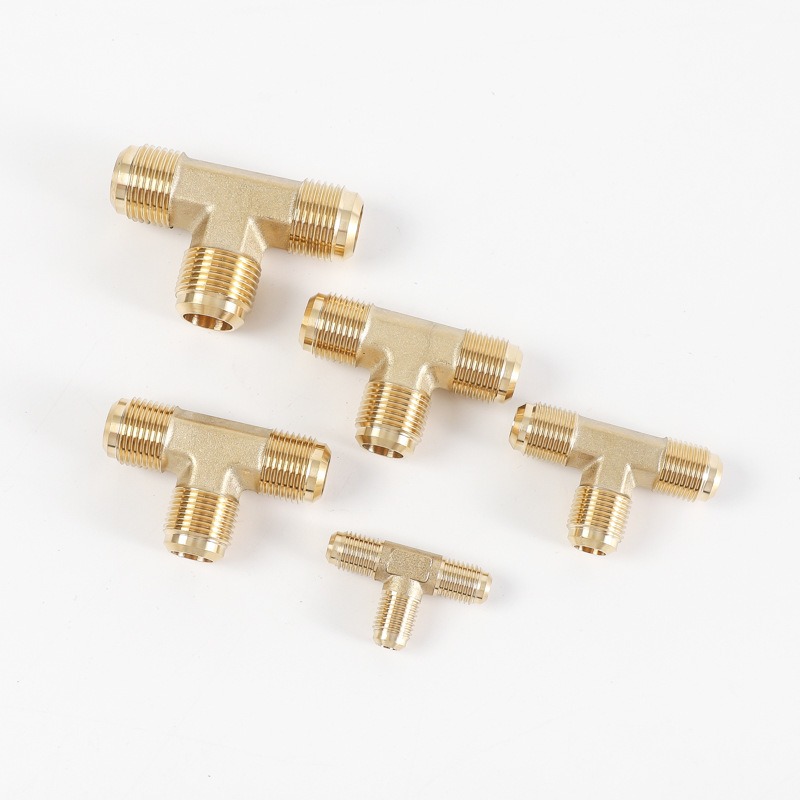 Brass Flare Tee Pipe Fitting Pipe Adapter Connector,Pack of 2