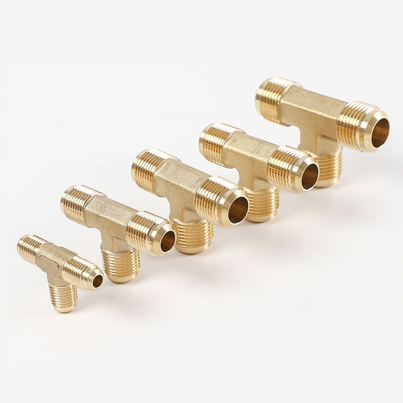 Brass Flare Tee Pipe Fitting Pipe Adapter Connector,Pack of 2