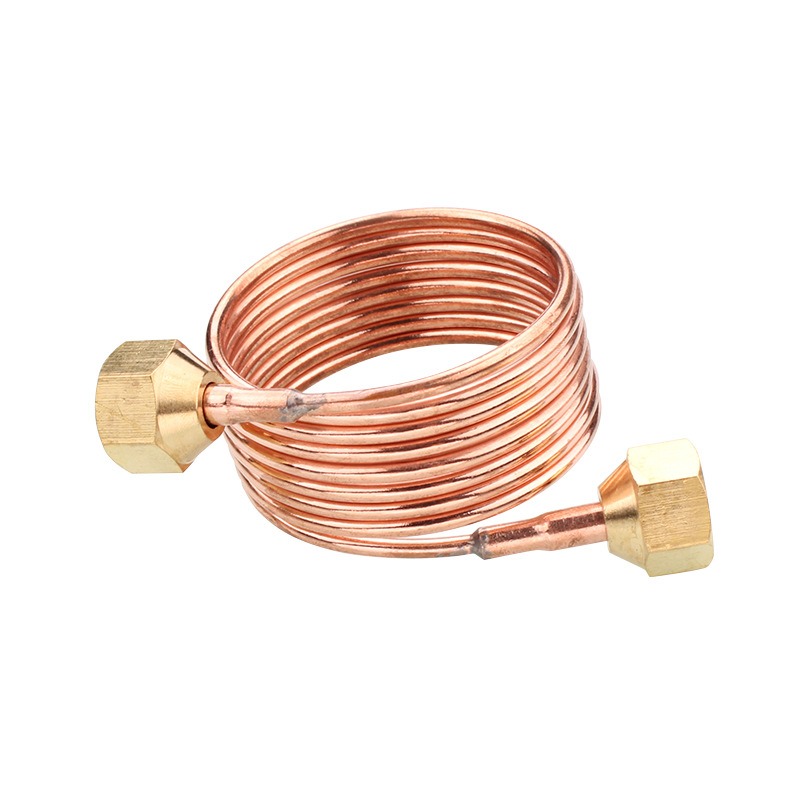 3mm Copper Capillary Tube with Flare Nuts, 1.5m Long With Valve Core