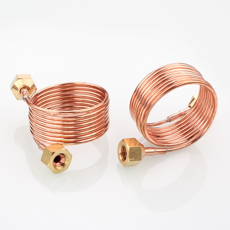 3mm Copper Capillary Tube with Flare Nuts, 1.5m Long With Valve Core